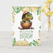 Birthday Dinosaur Baby Roar Jurassic Kaart (Gele Bloem)