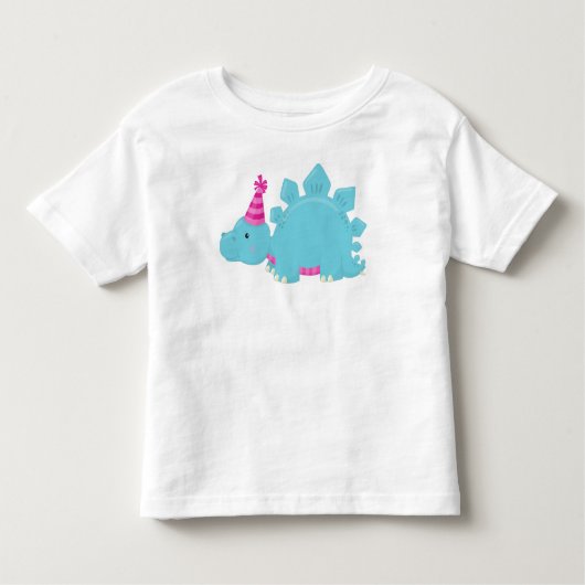 Birthday Dinosaur, Party Dinosaur, Blue Dinosaur Kinder Shirts (Voorkant)
