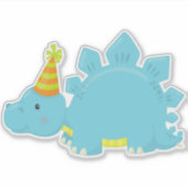 Birthday Dinosaur, Party Dinosaur, Party Pet, Dino Sticker (Voorkant)