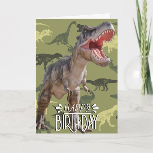 Birthday Dinosaur Pattern Jurassic World Kaart (Voorkant)
