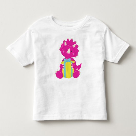 Birthday Dinosaur, Pink Dinosaur, Party Dinosaur Kinder Shirts (Voorkant)