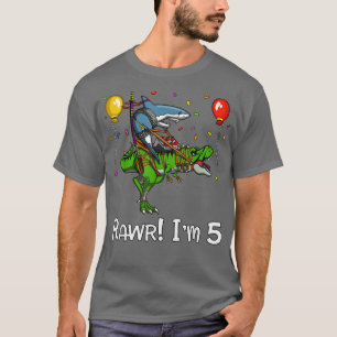 Birthday Dinosaur TRe Shark Party Rawr Im 5 Kinder T-shirt