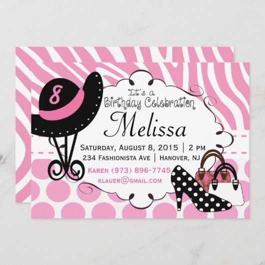 Birthday Diva Uitnodiging (Voorkant / Achterkant)