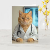 Birthday Doctor Cat with Stethoscope Kaart (Gele Bloem)