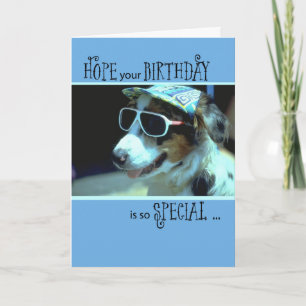 Birthday Dog in zonnebril, humoristisch Kaart