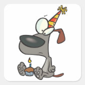 Birthday Dog Square Sticker (Voorkant)