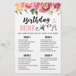 Birthday DRINK IF editable Birthday Party game