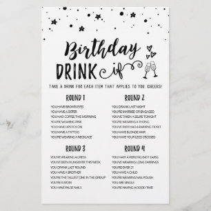 Birthday DRINK IF editable Birthday Party game