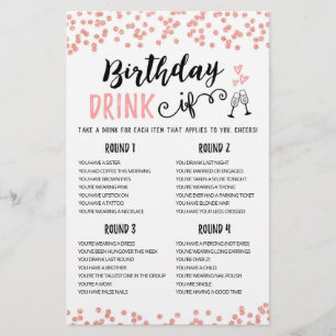 Birthday DRINK IF editable Birthday Party game
