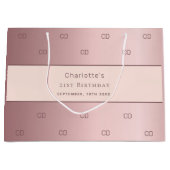 Birthday dusty roos roze monogram modern groot cadeauzakje (Voorkant)