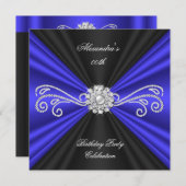 Birthday Elegant Blue Diamond Kaart (Voorkant / Achterkant)