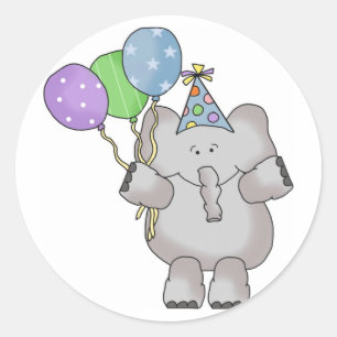Birthday Elephant Ronde Sticker