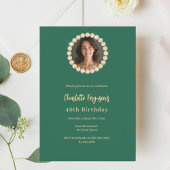 Birthday emerald green gold diamond photo kaart