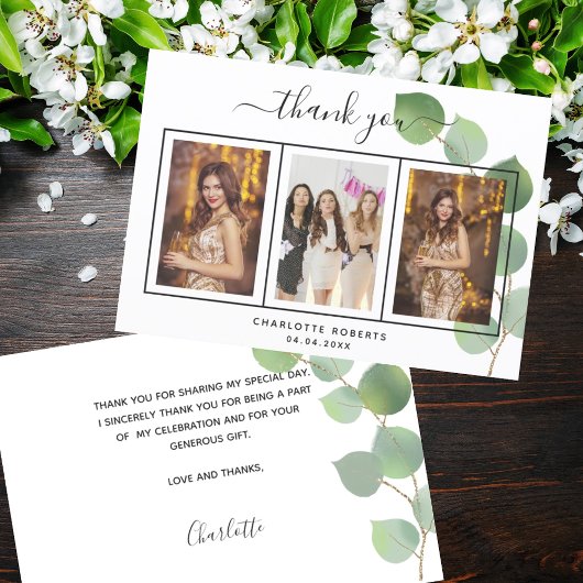 Birthday eucalyptus foto bedankt! bedankkaart