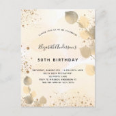 Birthday eucalyptus glitter golden herfst folia uitnodiging briefkaart (Voorkant)