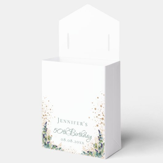 Birthday eucalyptus glitter - naam bedankt bedankdoosjes (Geopend)