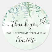 Birthday eucalyptus greenery bedankt ronde sticker (Voorkant)