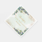 Birthday eucalyptus greenery glitter monogram servet (Hoek)