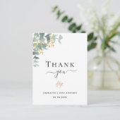 Birthday eucalyptus greenery Gold bedankt Briefkaart (Staand voorkant)