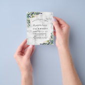 Birthday eucalyptus greenery marmer-uitnodiging flyer (Hand)