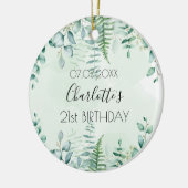 Birthday eucalyptus greenery name elegant keramisch ornament (Links)