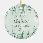 Birthday eucalyptus greenery name elegant keramisch ornament (Achterkant)