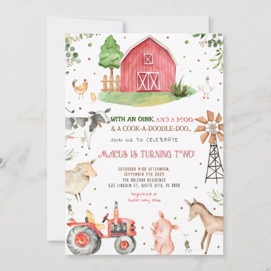 Birthday Farm Animals Kaart (Voorkant)