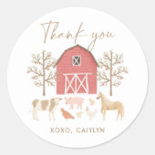 Birthday Farm Animals Ronde Sticker (Voorkant)