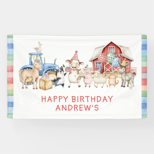 Birthday Farm Animals Spandoek (Horizontaal)