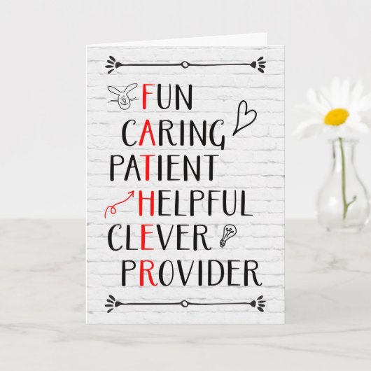 Birthday FATHER Acrostic Kaart (Kleine Plant)