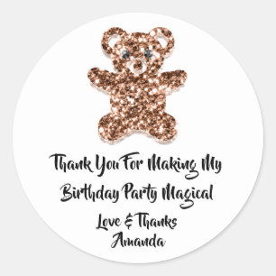 Birthday Favor Glitter Brown Sweet Beer White Ronde Sticker