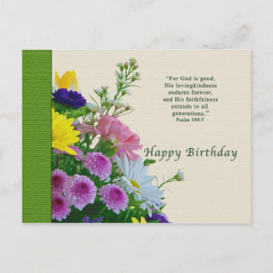 Birthday, Floral Bouquet, Religieuze, Briefkaart