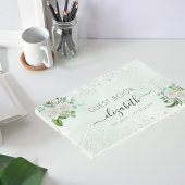 Birthday floral Silver glitter greenername Gastenboek
