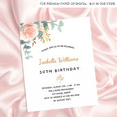 Birthday florale eucalyptus roos goudelegant briefkaart