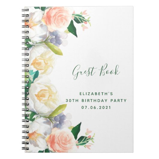 Birthday florals rose blanc Livre d'or (Devant)