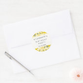 Birthday - Flowers, Petals, Bladeren - Geel Groen Ronde Sticker (Envelop)