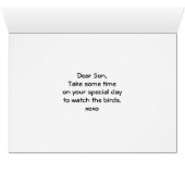 Birthday for Birth Son Blue Jay on Bird Feeder (Binenzijde Horizontaal (Onderkant))