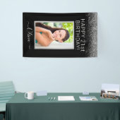 Birthday Foto Black Silver Glitter Girly Spandoek (Beurs)