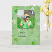 birthday foto met daisy background kaart (Gele Bloem)