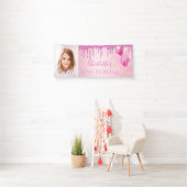 Birthday foto roze glitter monogram banner (Insitu)