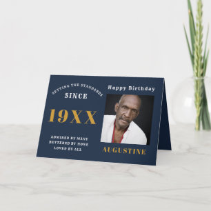 Birthday Foto Sjabloon Typografie Naam Blue Gold