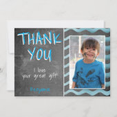 Birthday Foto van Cute Blue Chalkboard Bedankkaart (Voorkant)