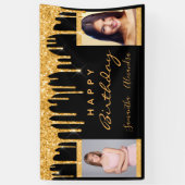 Birthday foto zwarte goudzangeres vrienden tweelin spandoek (Verticaal)