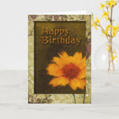 Birthday-Framed Kaart (Gele Bloem)