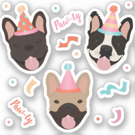Birthday French Bulldogs Confetti Sticker