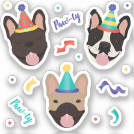 Birthday French Bulldogs Confetti Sticker