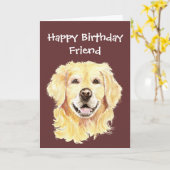 Birthday Friend Golden Retriever Dog Kaart (Gele Bloem)