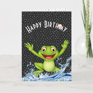Birthday Frog pompt ons water Kaart