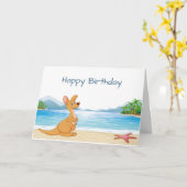 Birthday Fun Australia Kangaroo over strand Kaart (Gele Bloem)