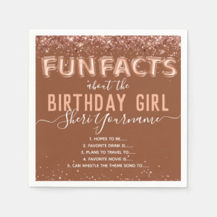 Birthday Fun Facts Balloon Text Glitter Girl Servet